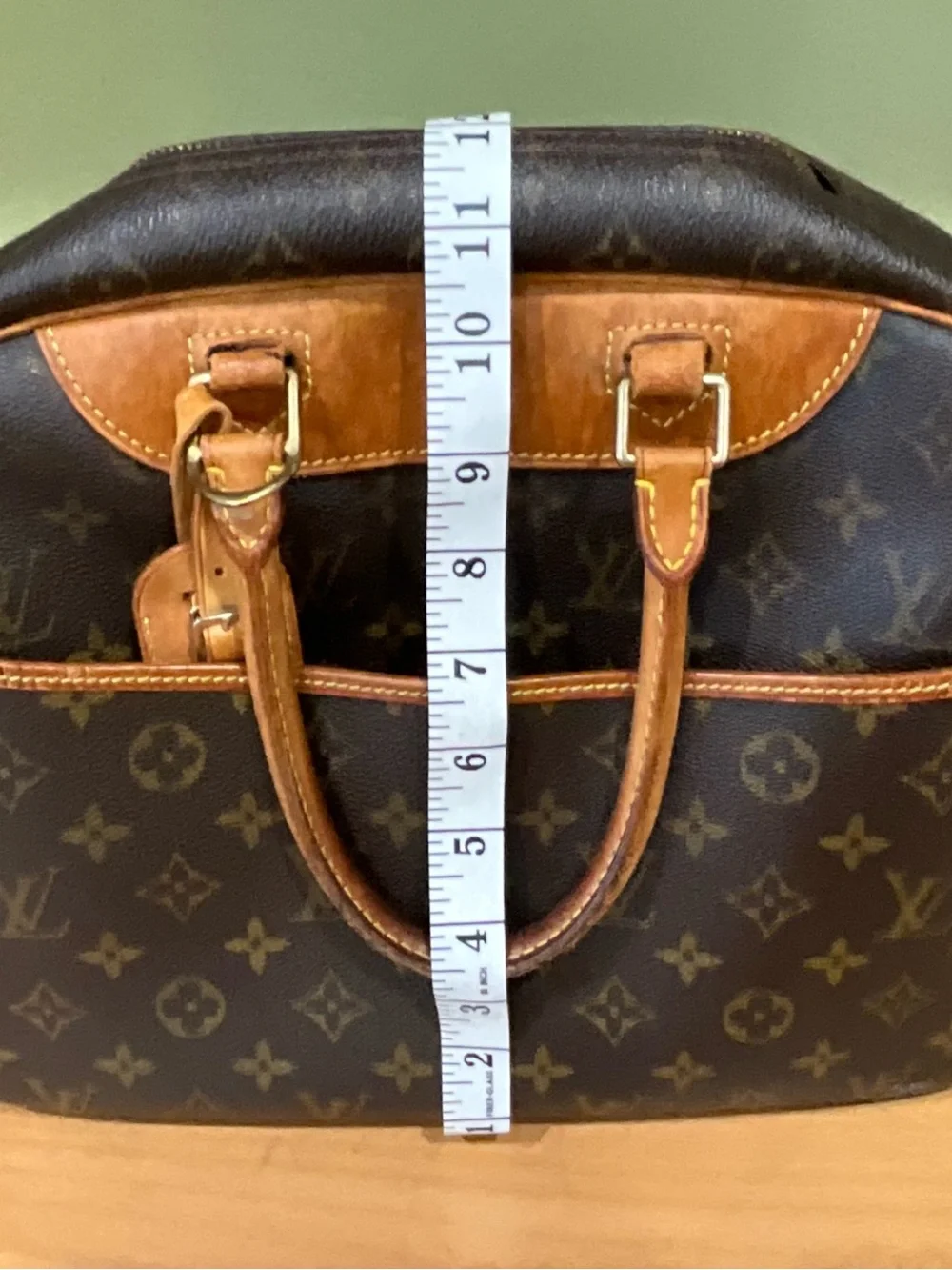 Louis Vuitton Brown Monogram Satchel with Tan Leather Trim